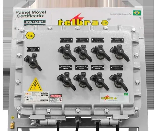 Painel elétrico à prova de explosão com tomadas industriais